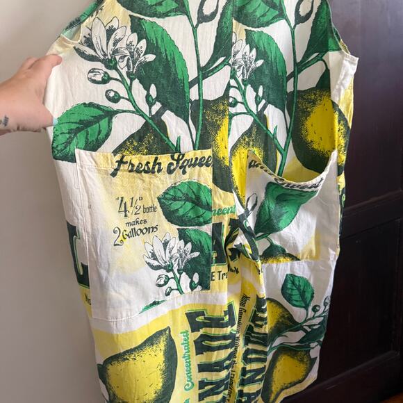 JUNK Vintage Sack | Flour Sack Wide Leg Crop Overalls Lemonade | Extra Large - Picture 9 of 10